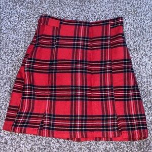 SHEIN plaid split hem skirt